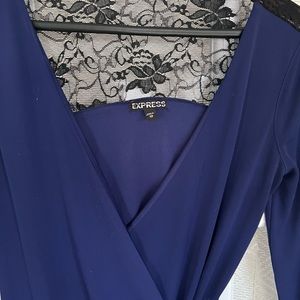 Express Blue/Purple Mini Wrap Dress